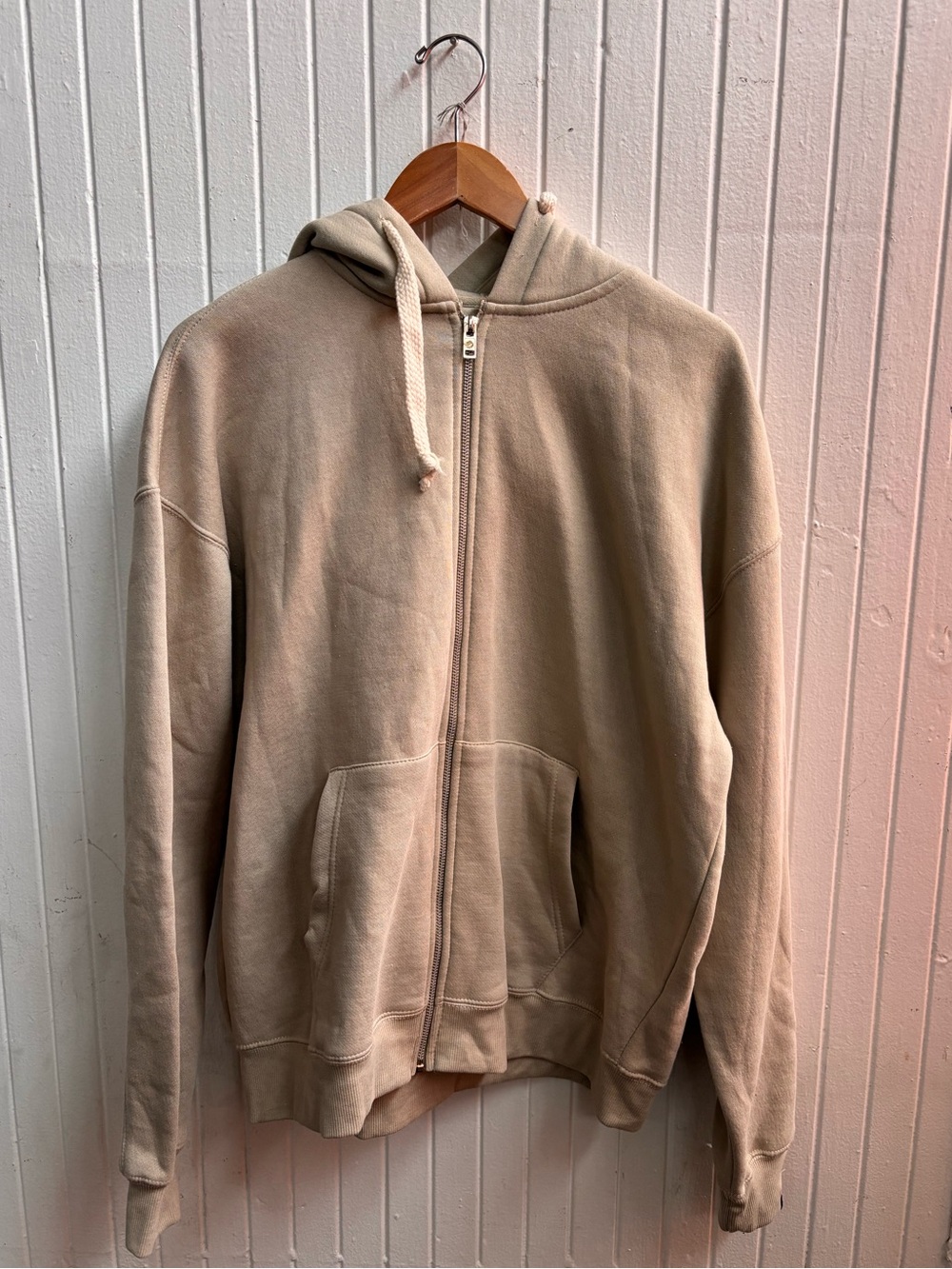 Free planet Men's Zip-Up Hoodie Sweatshirt in Beige